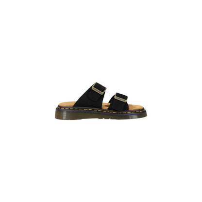 Black Leather Flat Sandals