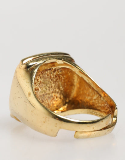 Gold-Tone Real Brass Black Enamel "J" Adjustable Rings