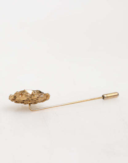 Gold Tone Green Stone Antique Men Accessory Brooch Pin