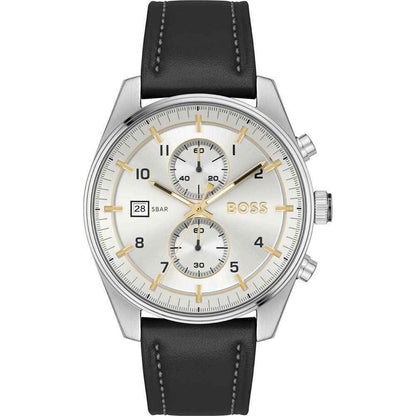 Black Leather Dress Watch