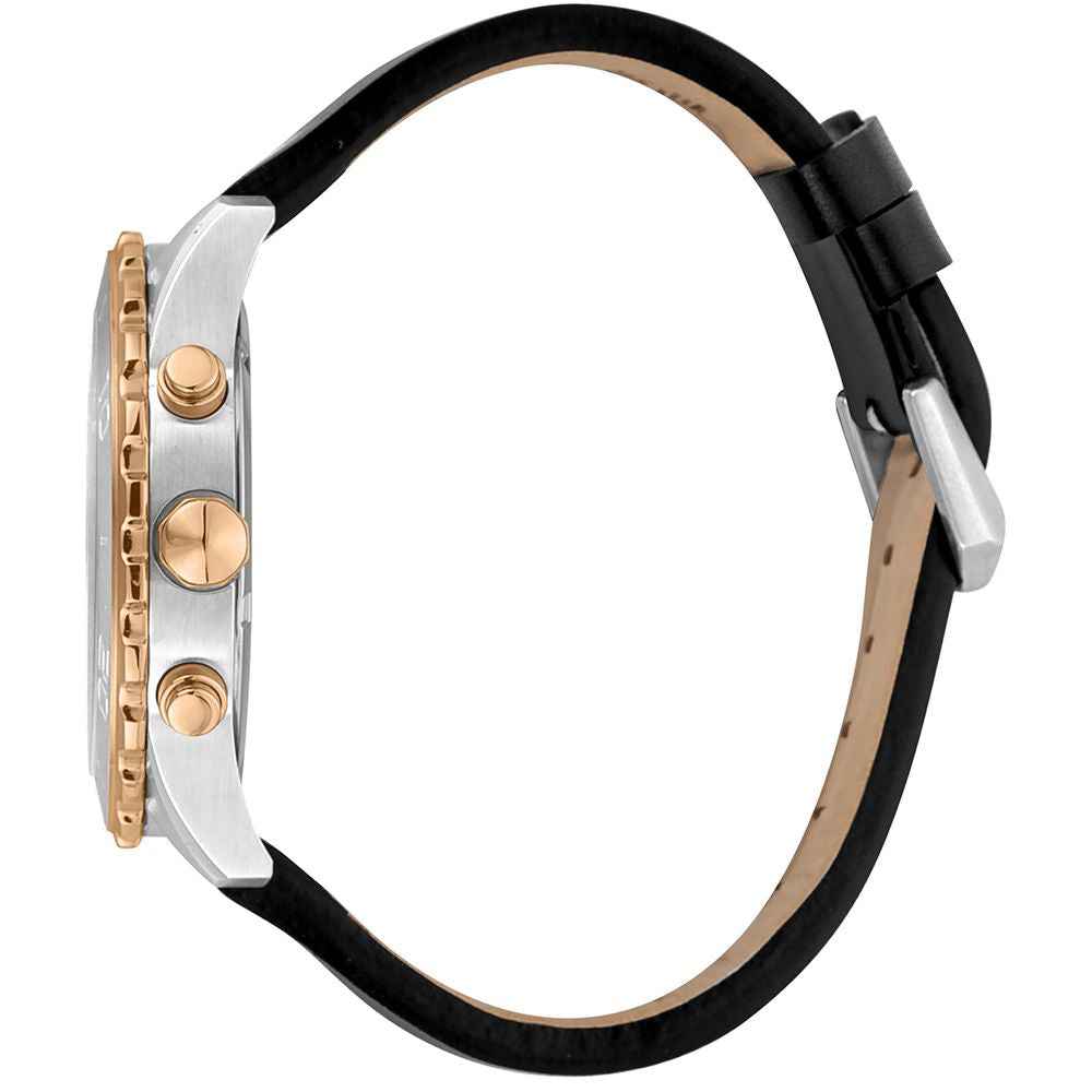 Black Leather Bracelet Watch