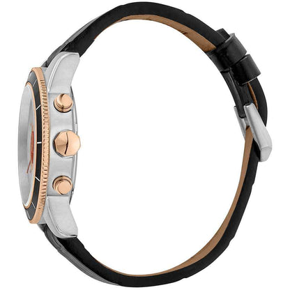 Black Leather Dress Watch