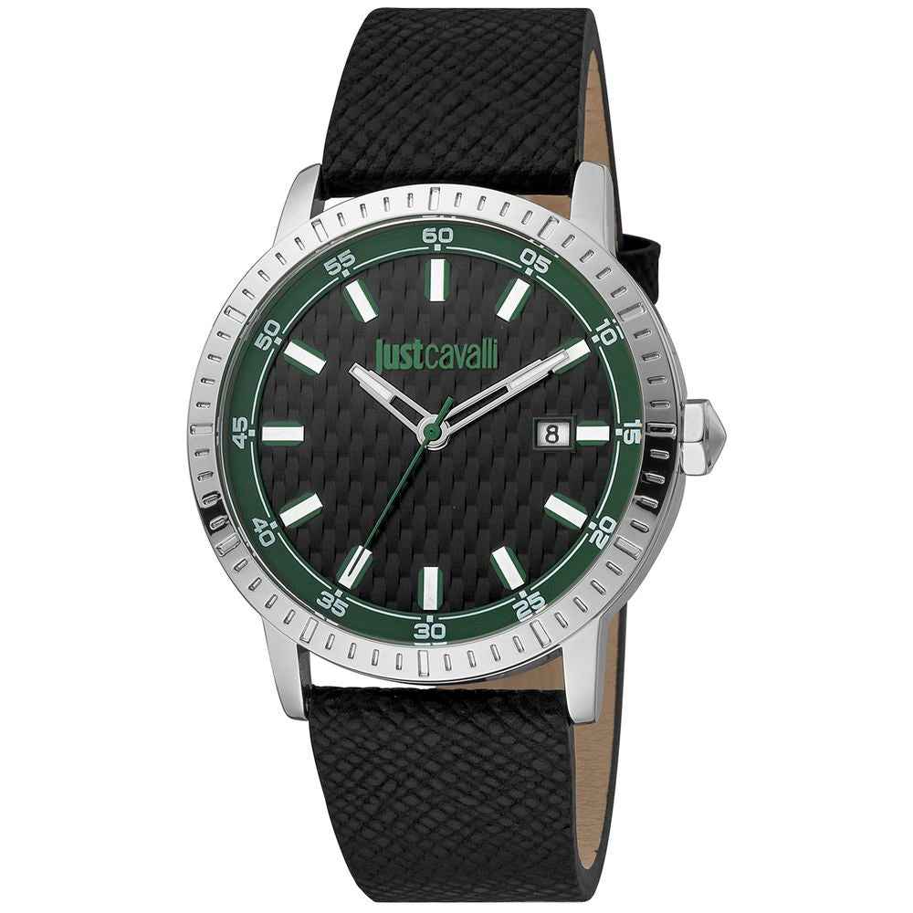 Black Leather Dress Watch