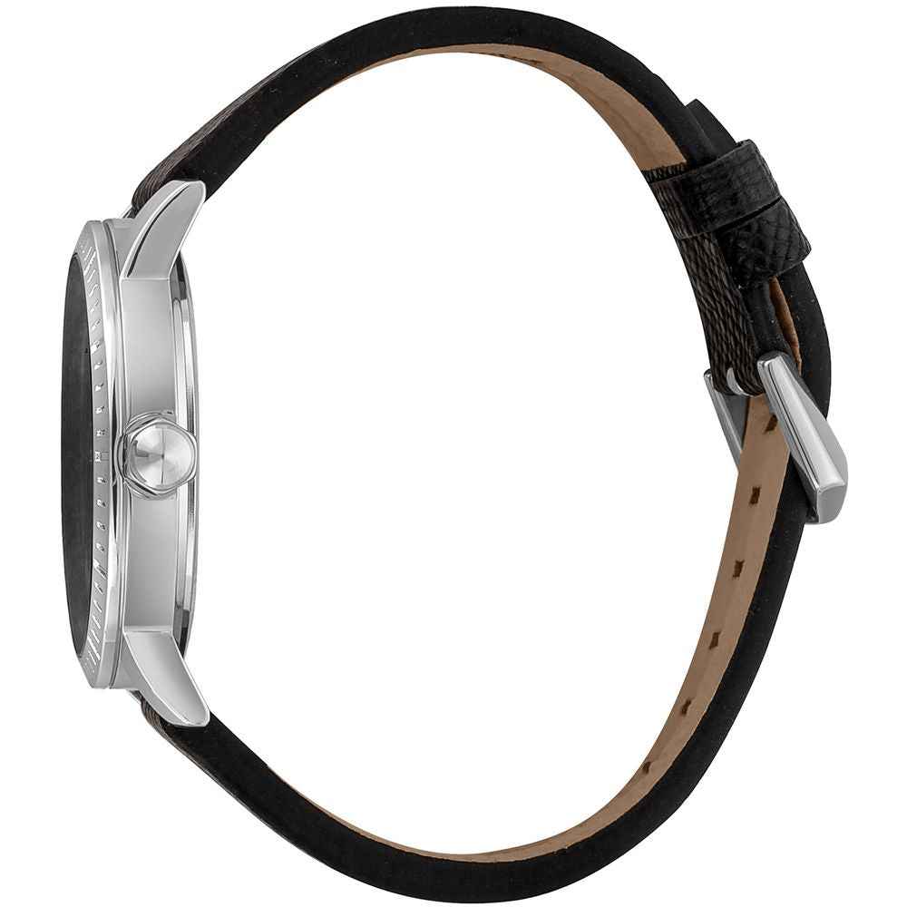 Black Leather Dress Watch
