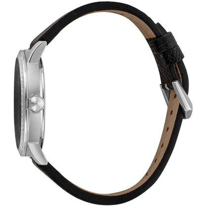 Black Leather Dress Watch