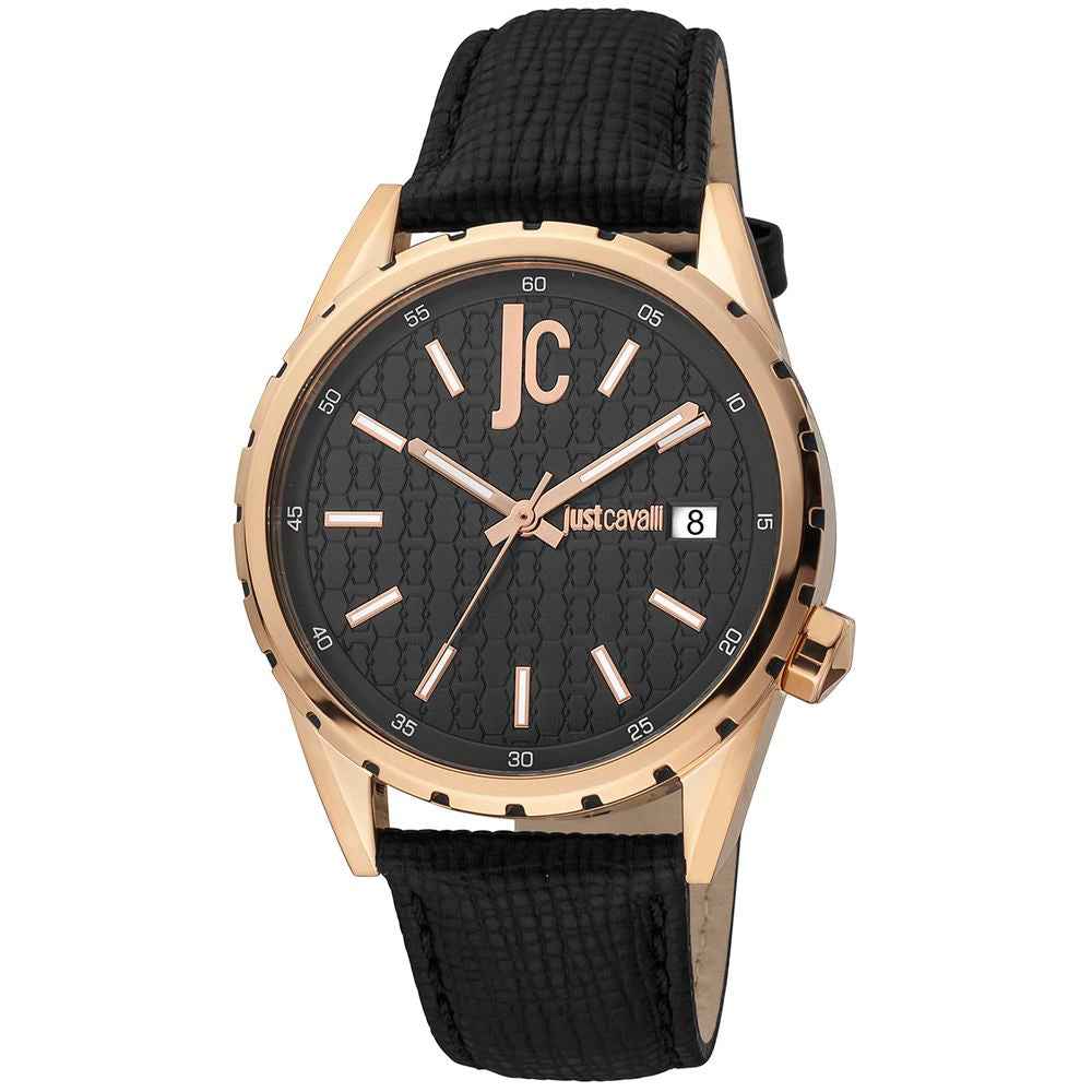 Black Leather Dress Watch