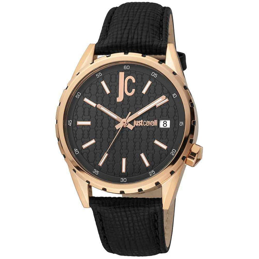 Black Leather Dress Watch