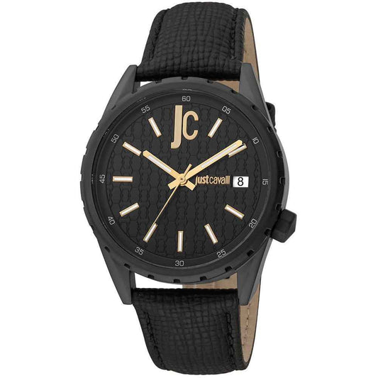 Black Leather Dress Watch