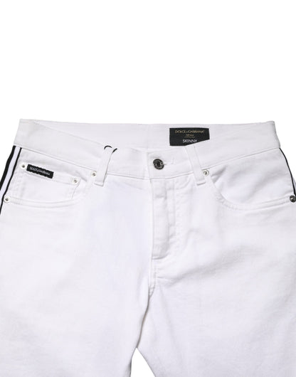 White Cotton Stretch Skinny Men Denim Jeans