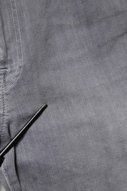 Gray Tattered Mid Waist Men Straight Denim Trouser Jeans