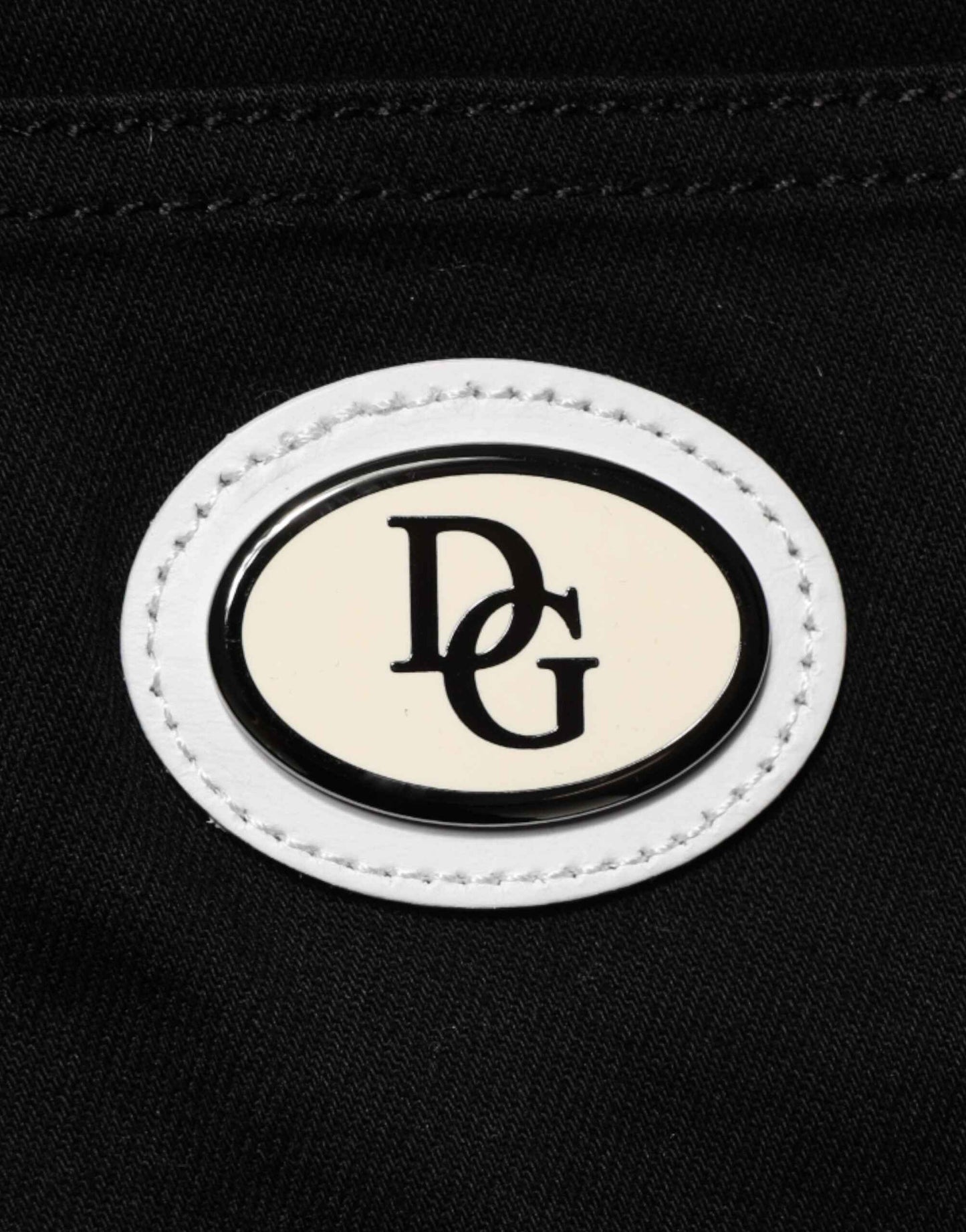Black Cotton MidWaist Skinny Denim Logo Jeans
