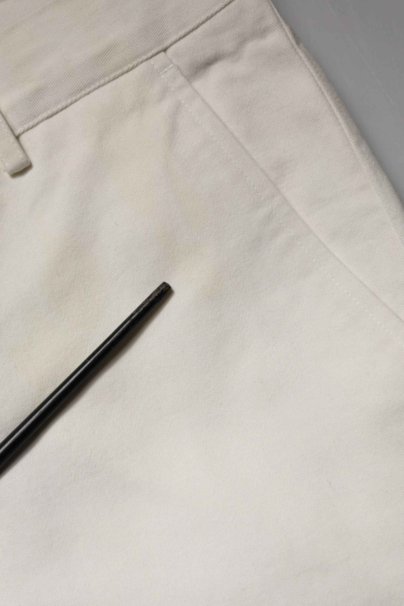White Cotton Straight Chino Trouser Pants