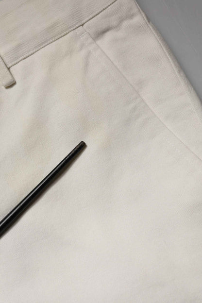 White Cotton Straight Chino Trouser Pants