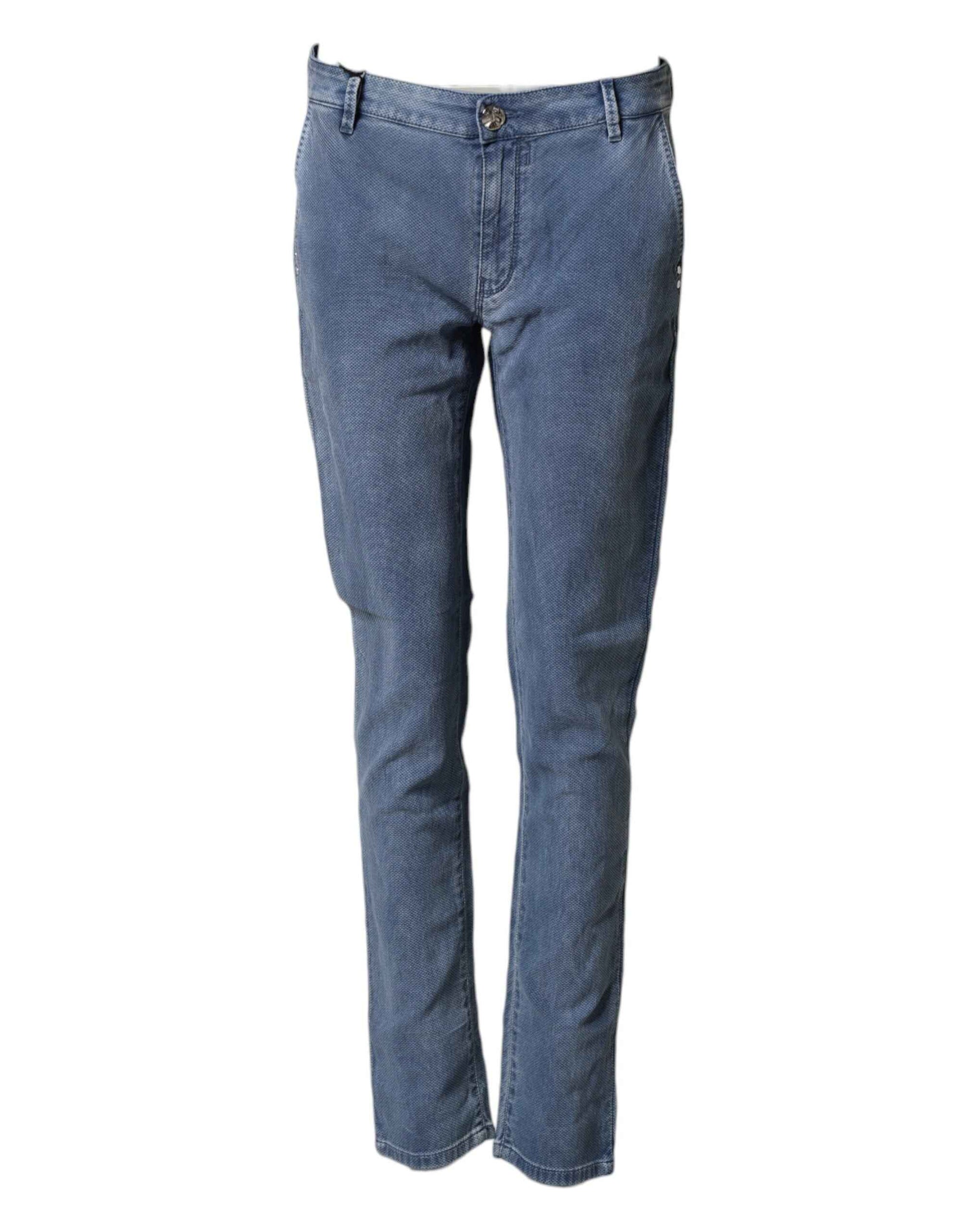 Blue Cotton Stretch Men Chino Trouser Pants
