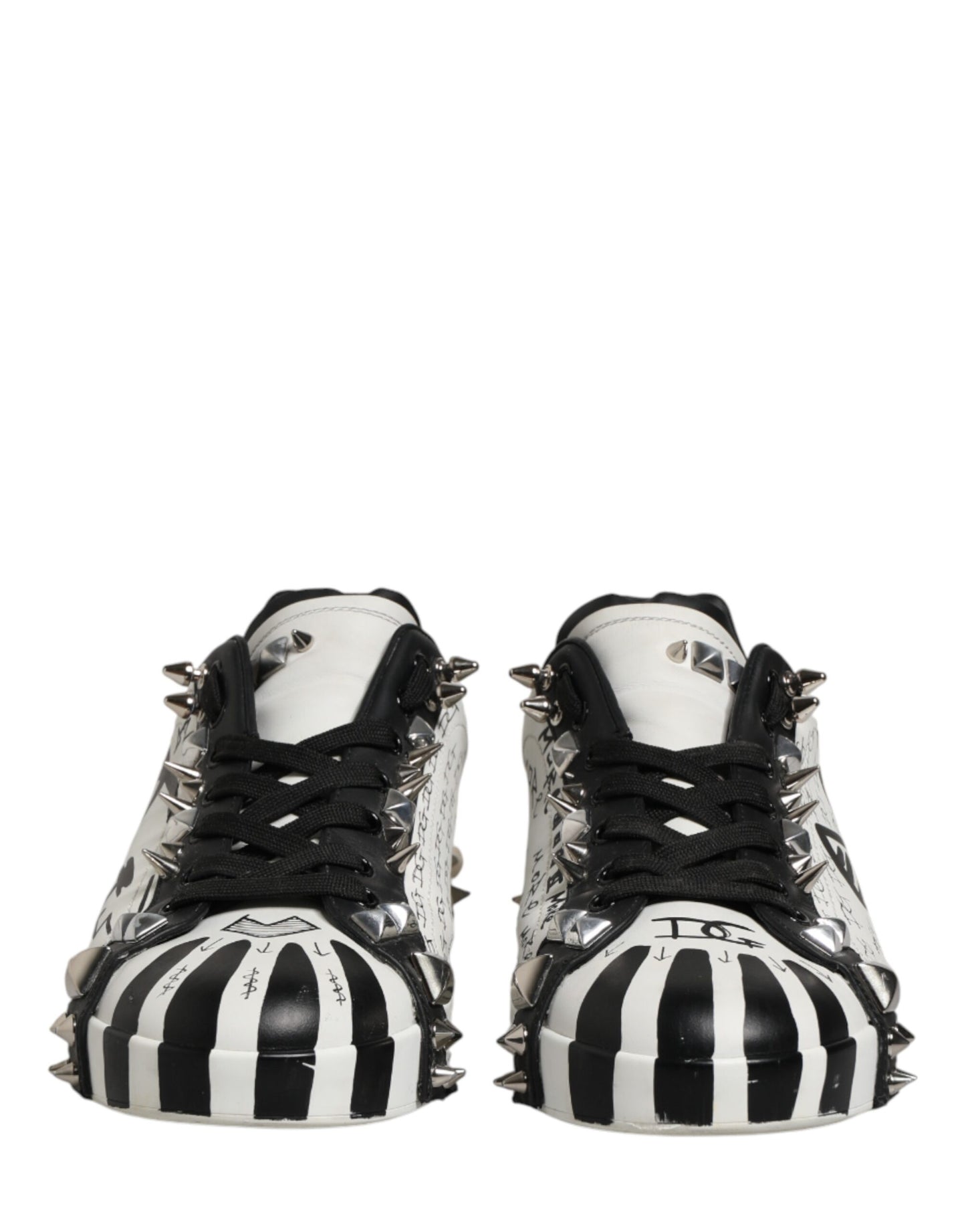 Black White Studded Low Top Sneakers Shoes