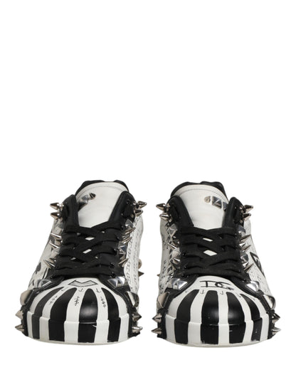 Black White Studded Low Top Sneakers Shoes