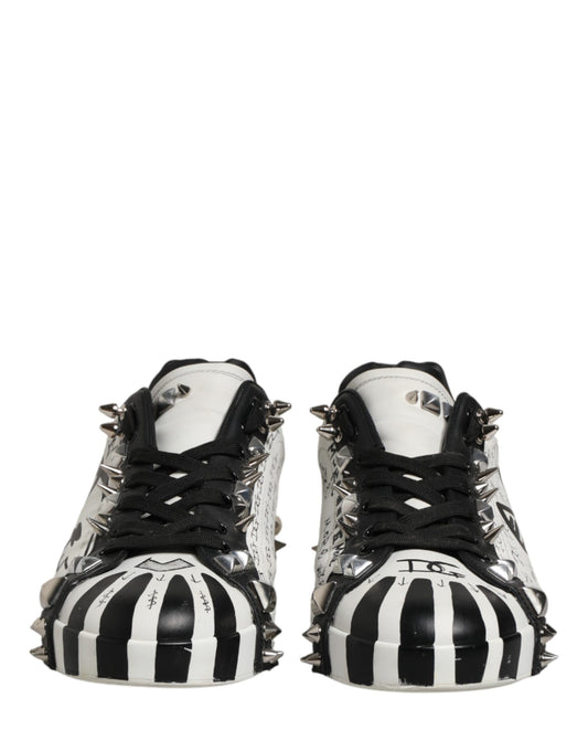 Black White Studded Low Top Sneakers Shoes