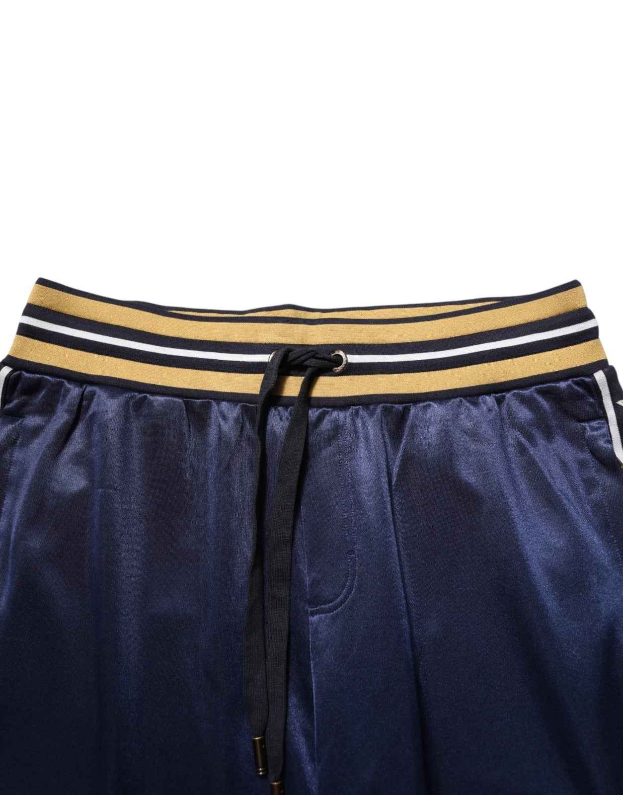 Blue Nylon Jogger Mid Waist Trouser Pants