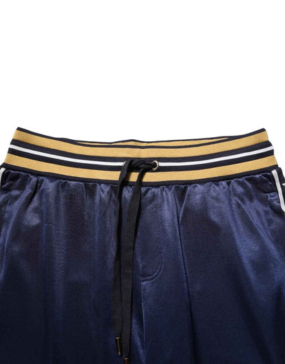 Blue Nylon Jogger Mid Waist Trouser Pants