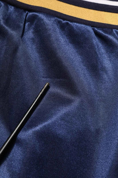 Blue Nylon Jogger Mid Waist Trouser Pants