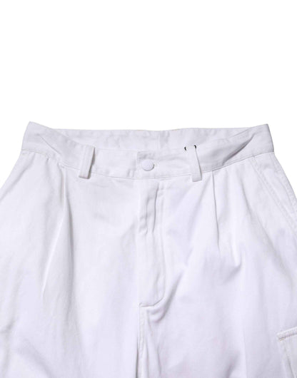 White Cotton Men Cargo Denim Trouser Jeans