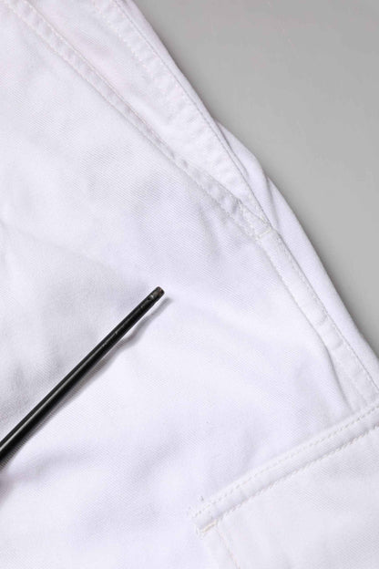 White Cotton Men Cargo Denim Trouser Jeans
