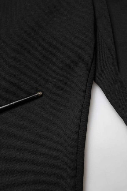 Black Cotton Mid Waist Jogger Trousers Pants