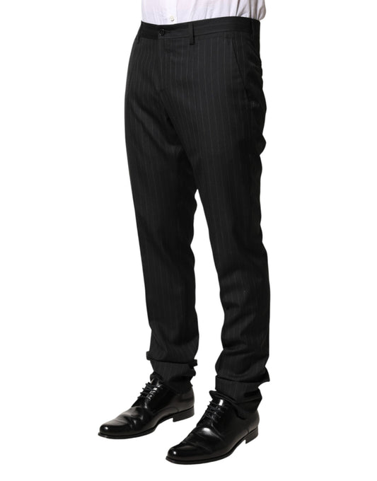 Black Stripes Wool Men Dress Trousers Pants