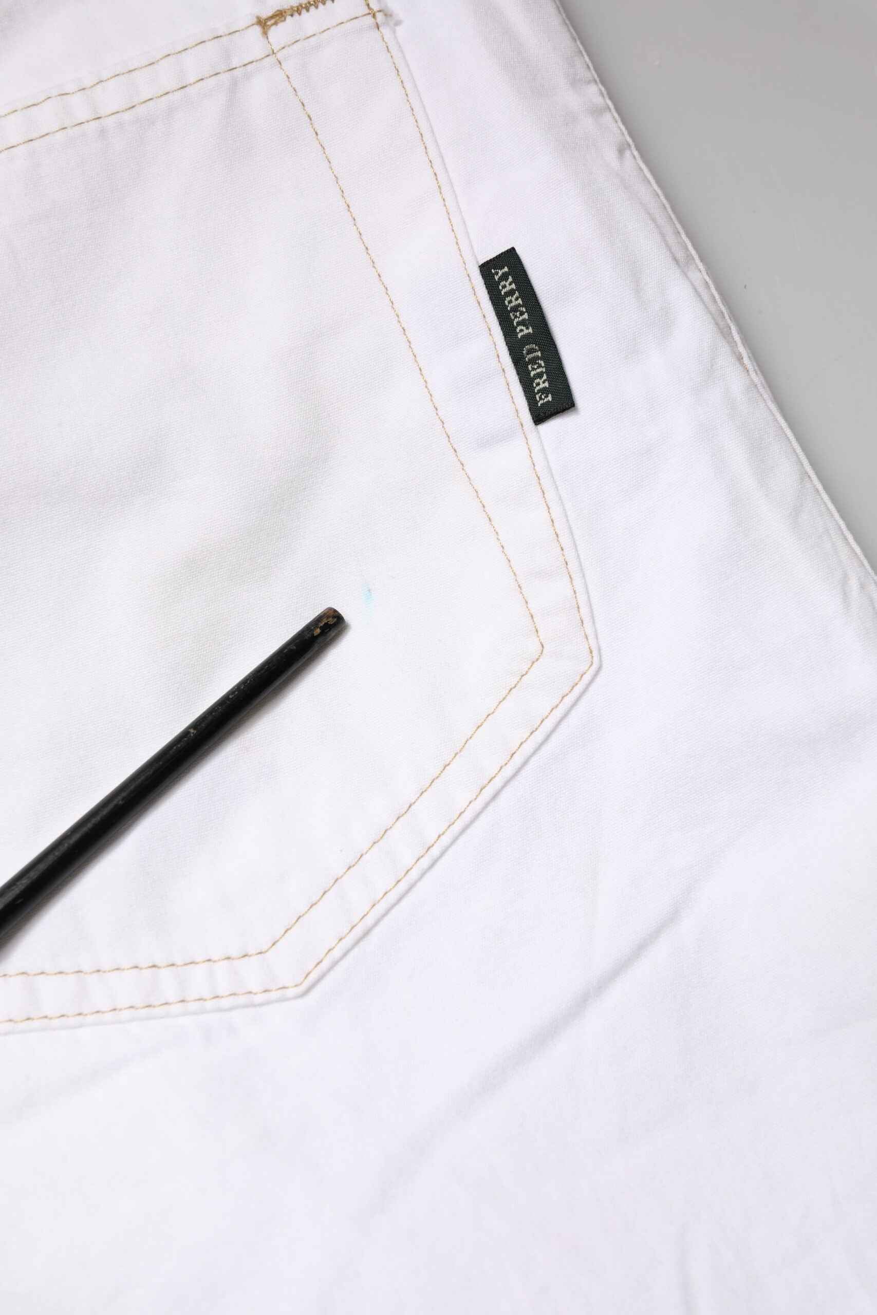 White Cotton Mid Waist Straight Men Denim Jeans