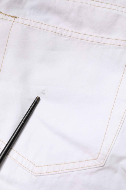 White Cotton Mid Waist Straight Men Denim Jeans