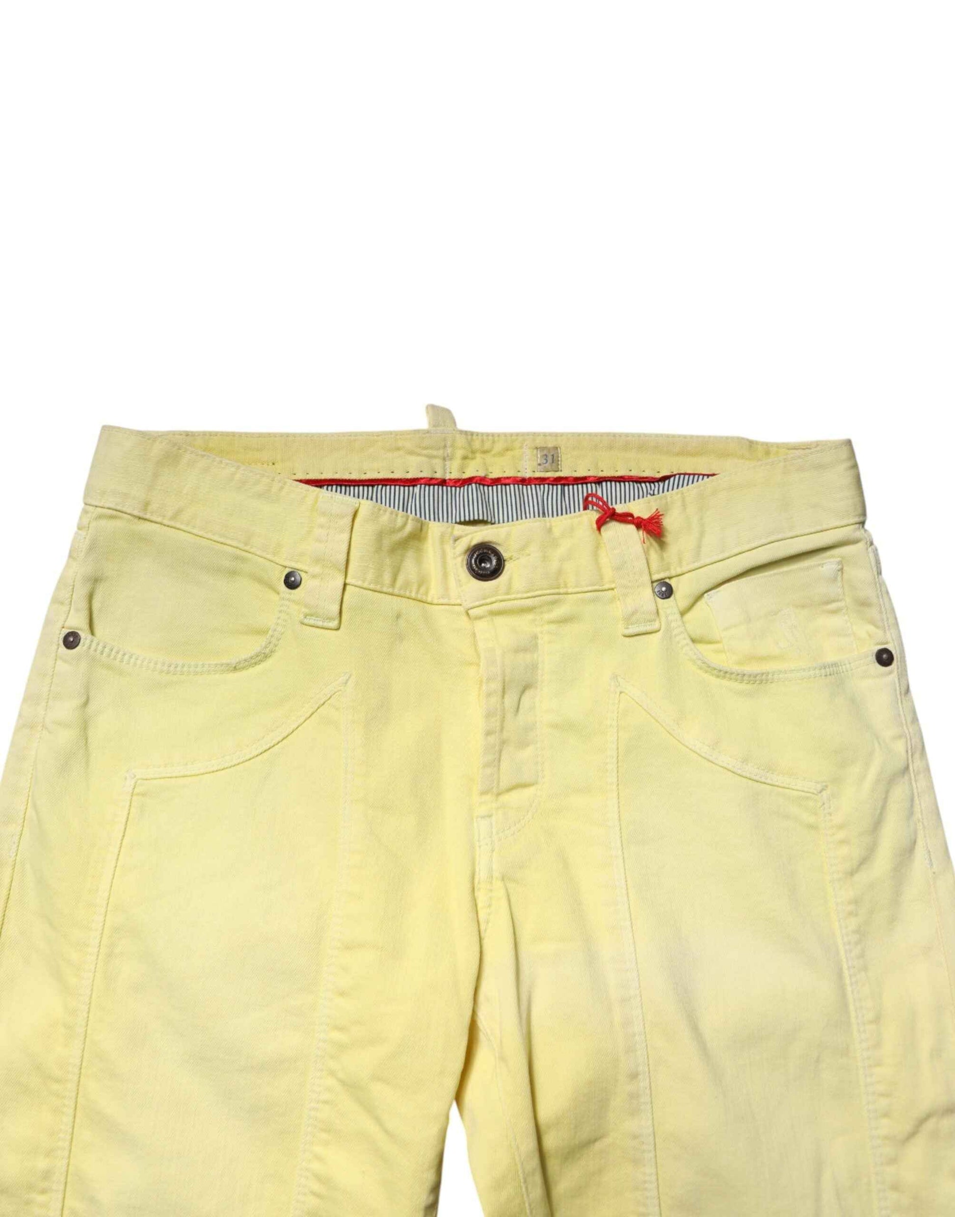 Yellow Mid Waist Straight Fit Men Denim Trouser Jeans