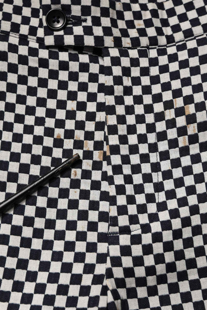 Black White Checkered Men Cropped Pants