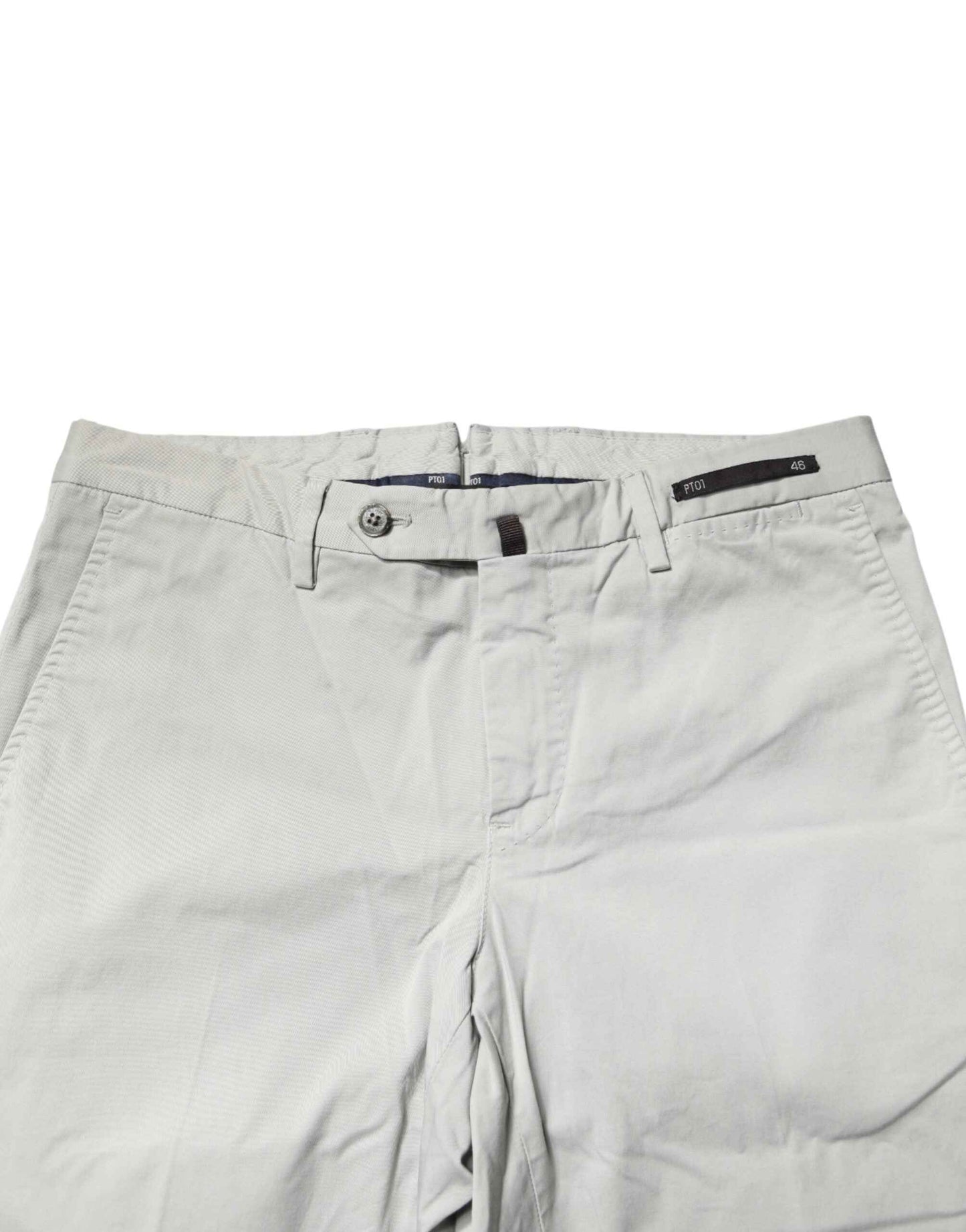 Light Gray Mid Waist Men Straight Chino Trouser Pants