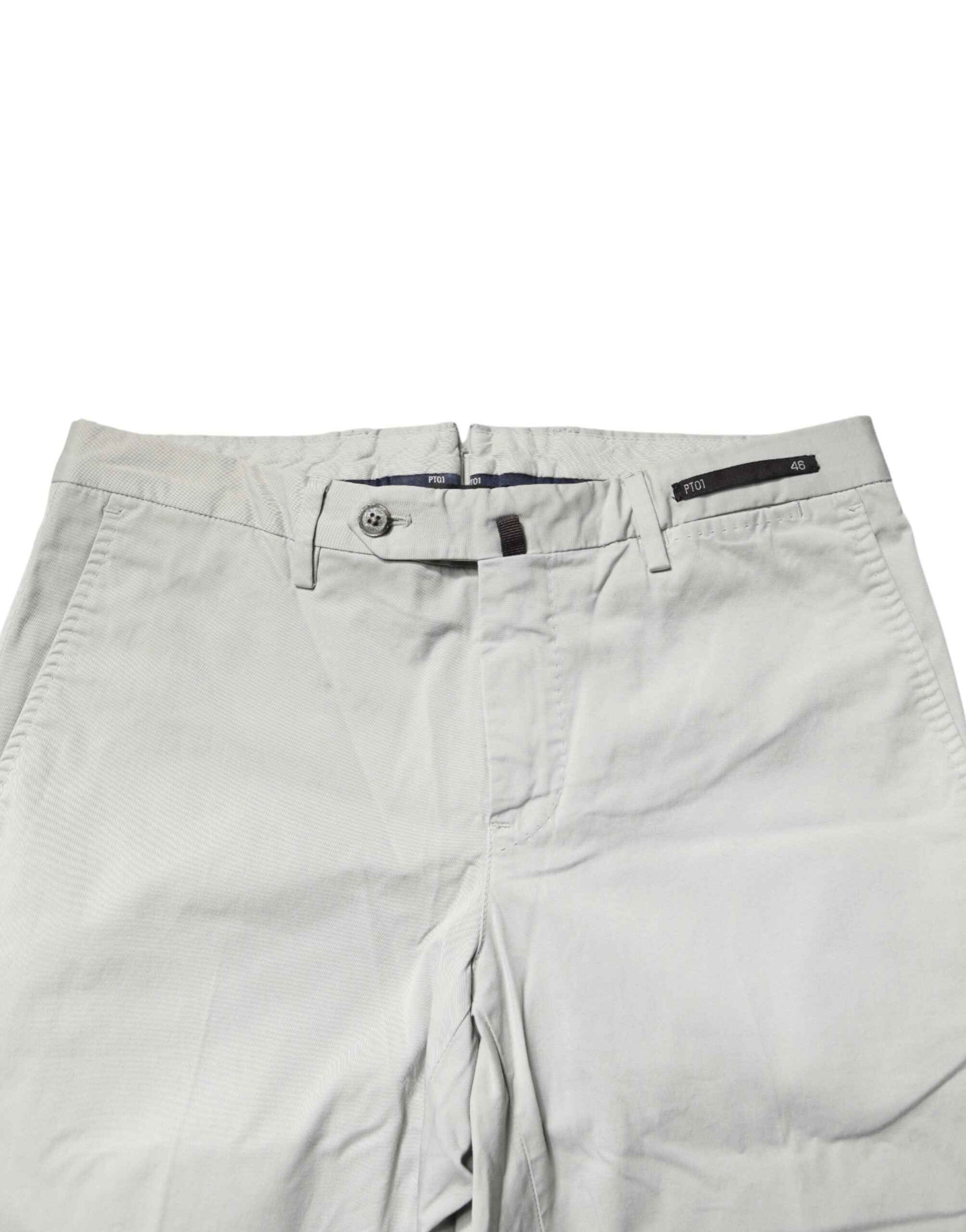Light Gray Mid Waist Men Straight Chino Trouser Pants