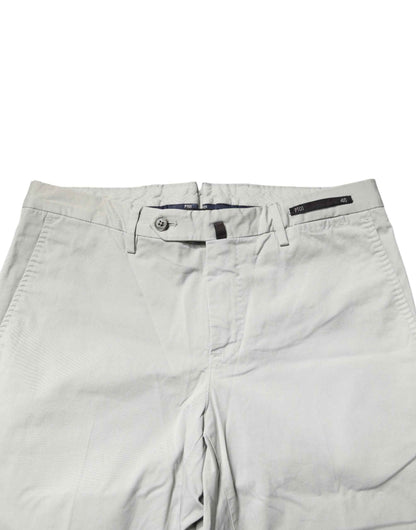 Light Gray Mid Waist Men Straight Chino Trouser Pants