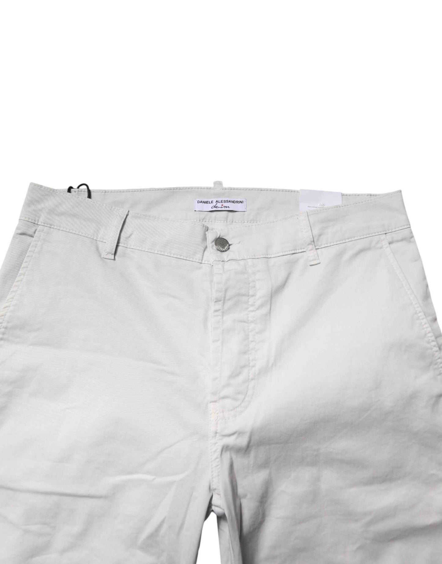 White Cotton Mid Waist Skinny Men Denim Jeans