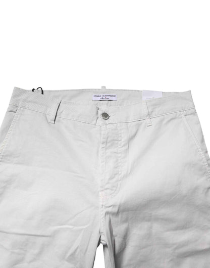 White Cotton Mid Waist Skinny Men Denim Jeans