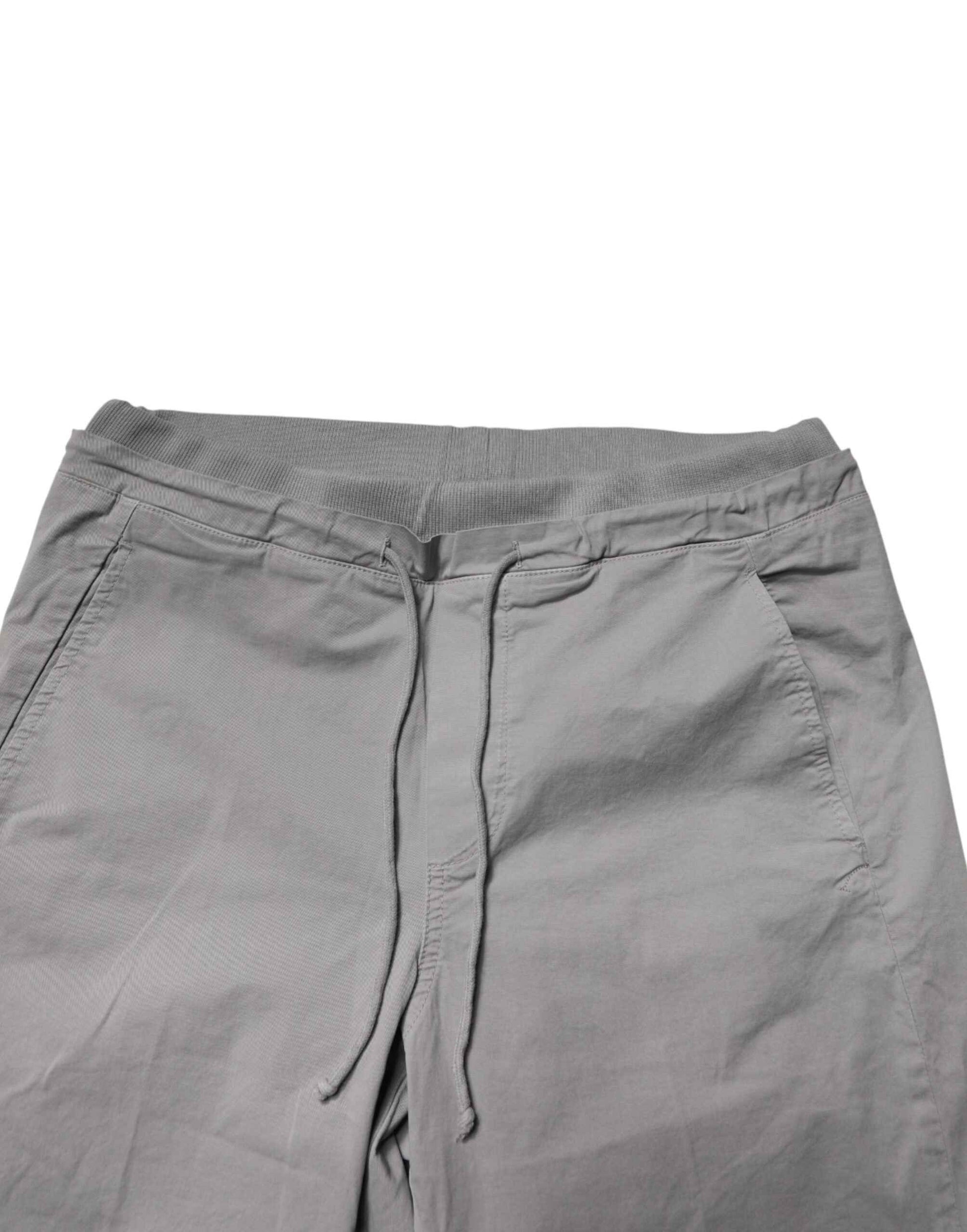Light Gray Cotton Mid Waist Skinny Men Jogger Trouser Pants