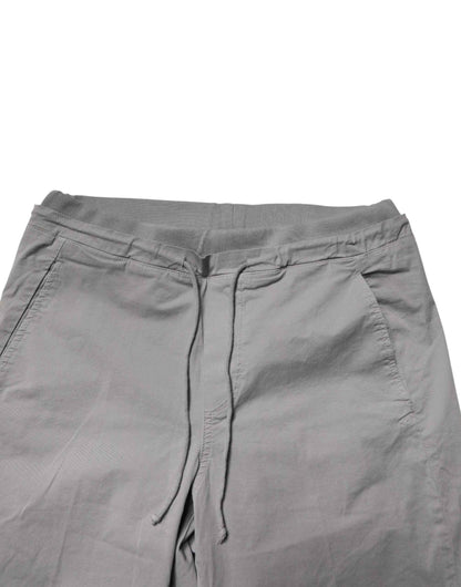 Light Gray Cotton Mid Waist Skinny Men Jogger Trouser Pants