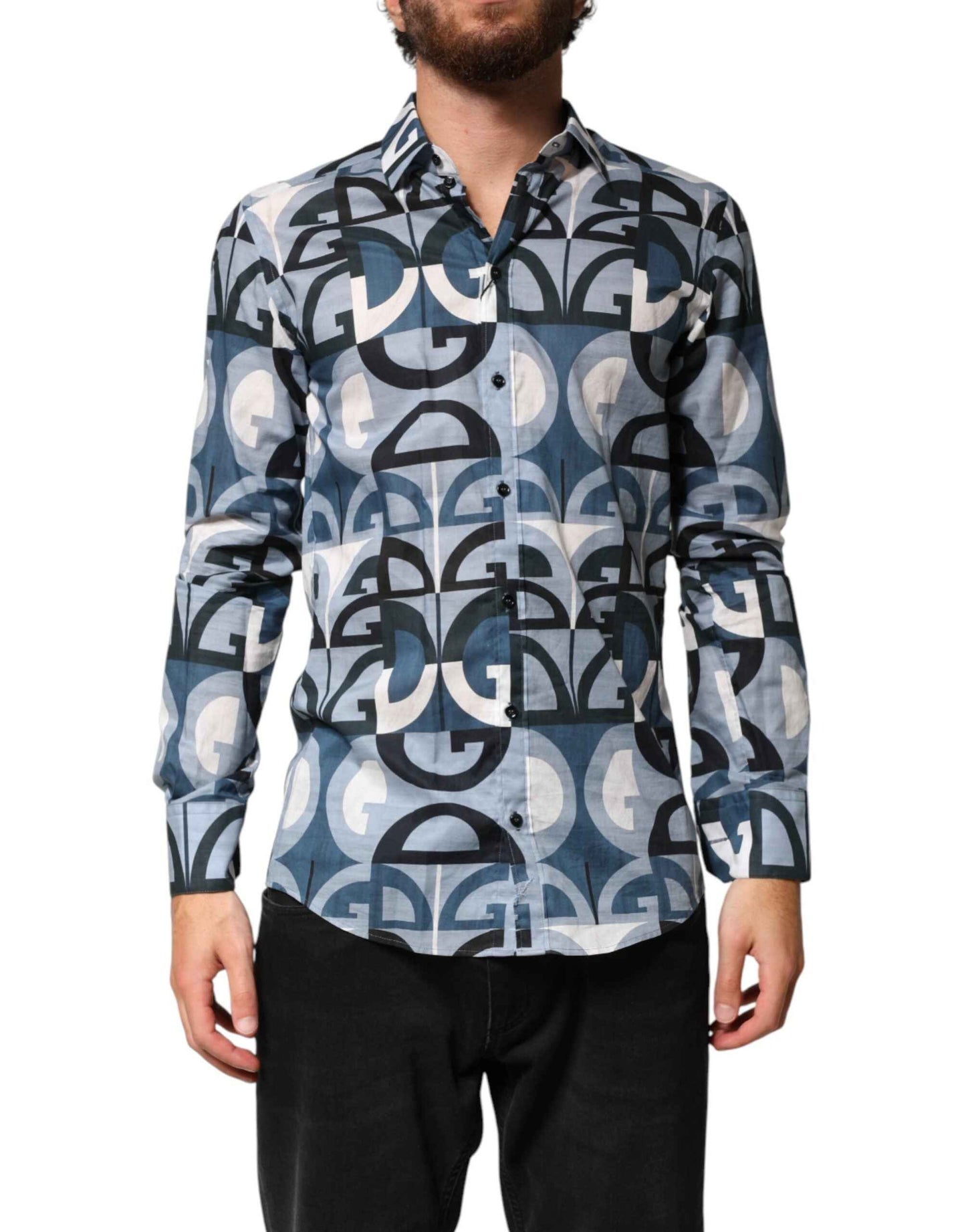 Blue MARTINI Long Sleeves Casual Logo Shirt