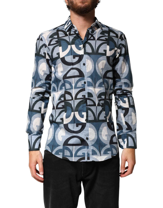Blue MARTINI Long Sleeves Casual Logo Shirt