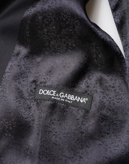 Black Wool Single Breasted 3 Piece Men Suit