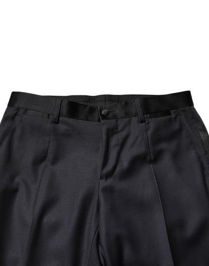 Black Wool Single Breasted 3 Piece Men Suit