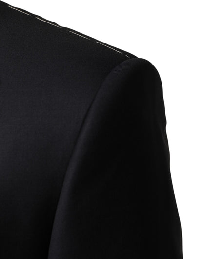 Black Wool Single Breasted 3 Piece Men Suit
