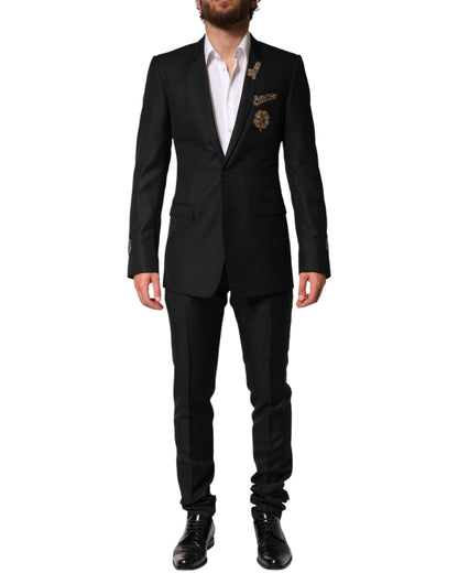 Black Embellished Single Breasted 2 Pc Suit