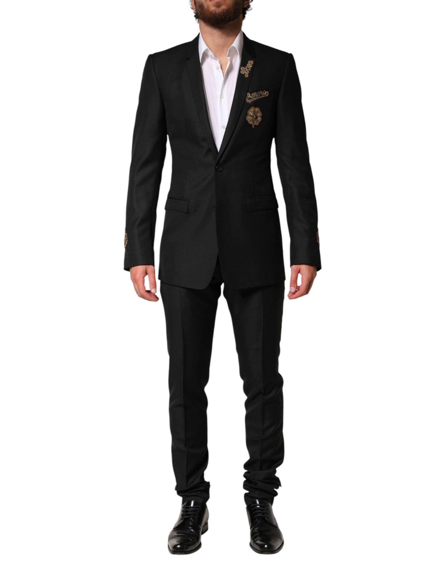 Black Embellished Single Breasted 2 Pc Suit