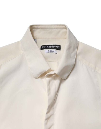 Off White Silk Men GOLD Dress Formal Shirt