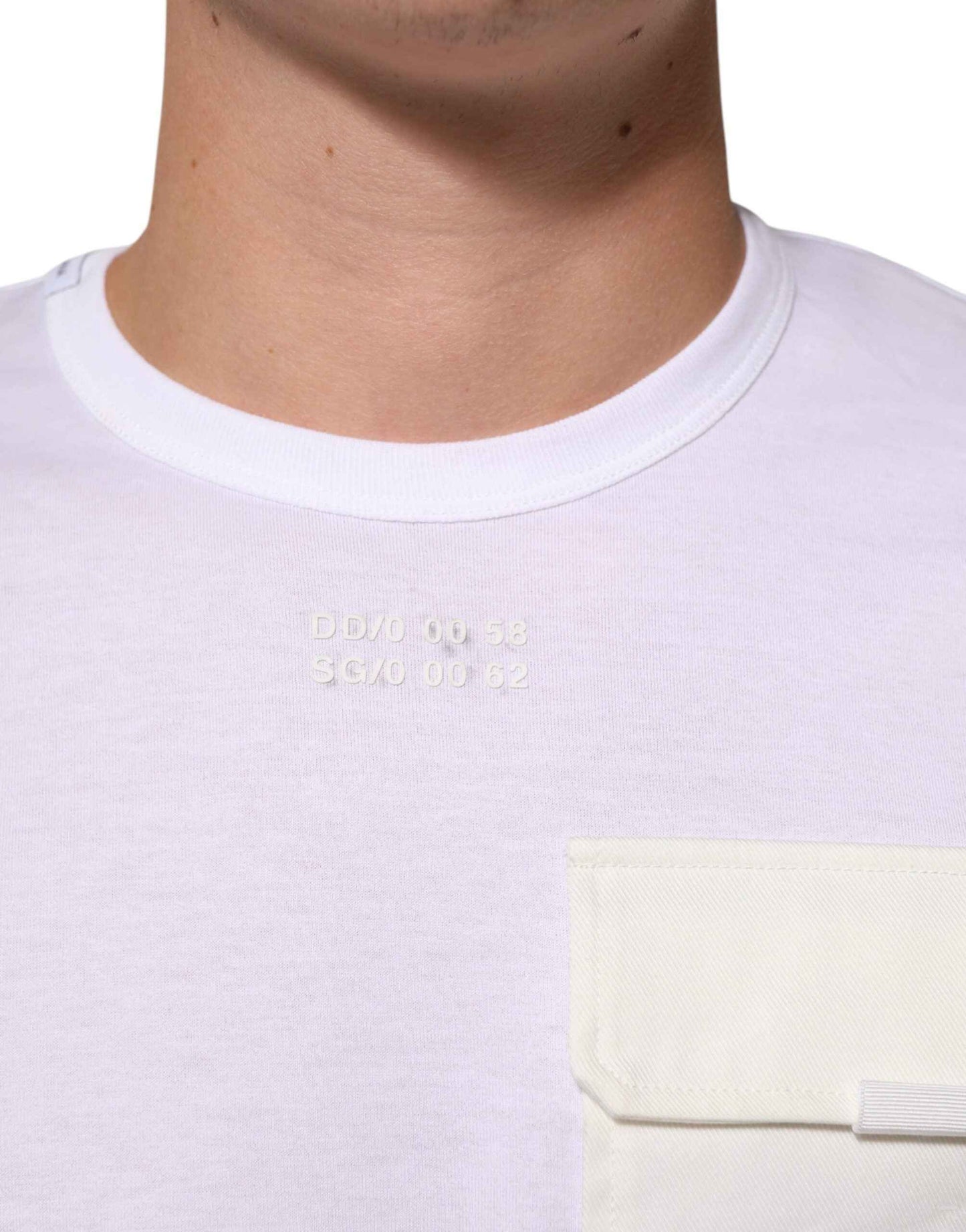 White Cotton Pocket Short Sleeves T-shirt