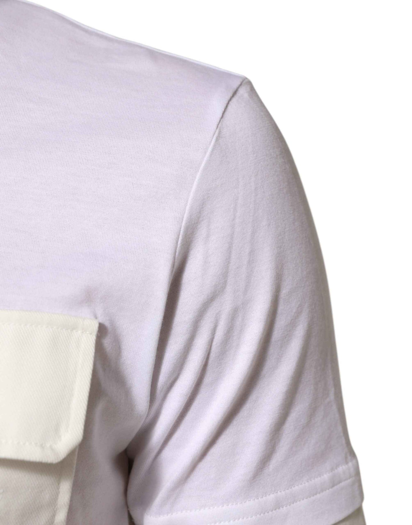 White Cotton Pocket Short Sleeves T-shirt