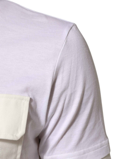White Cotton Pocket Short Sleeves T-shirt